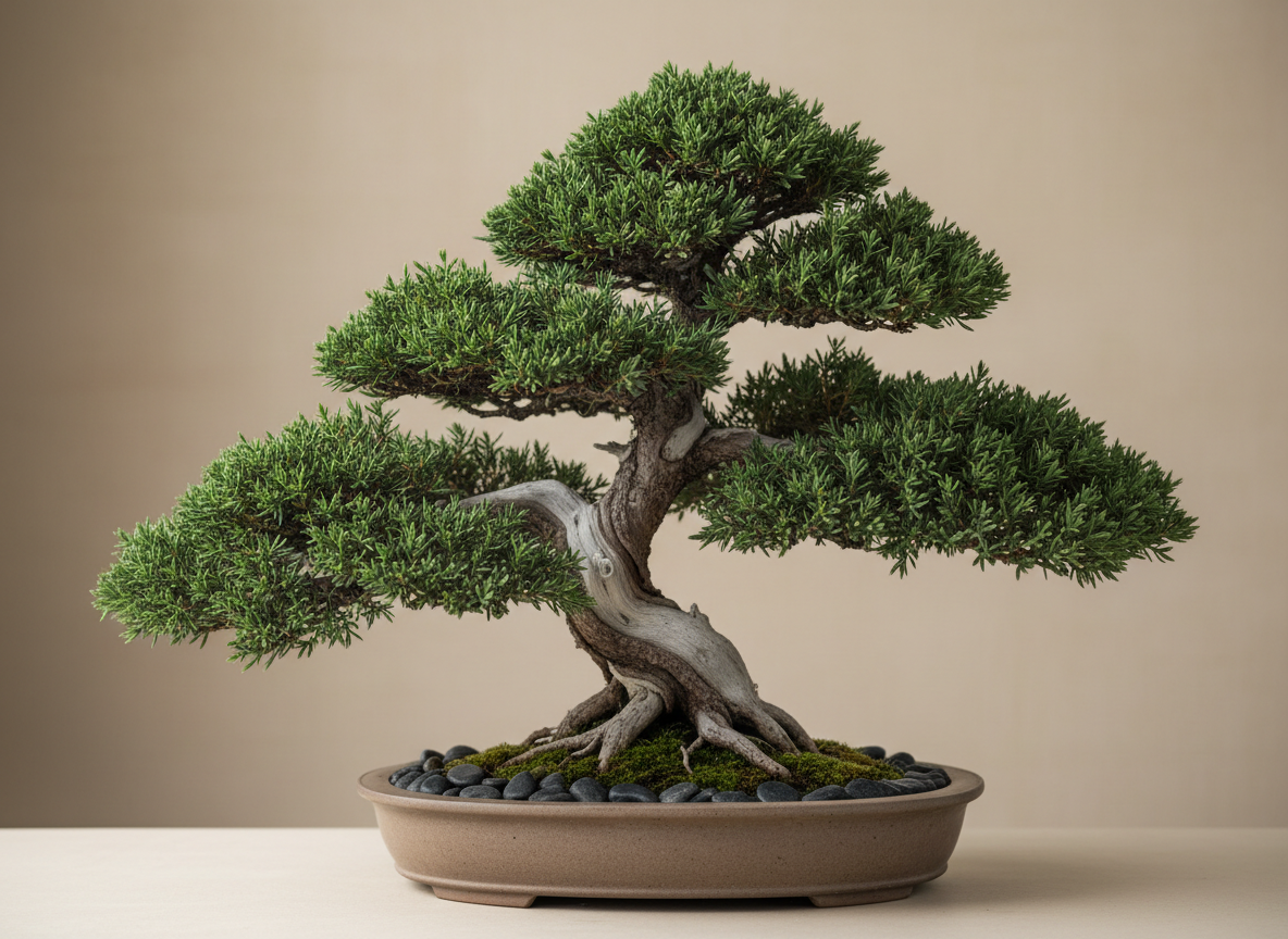 Bonsai esculpido con estetica zen